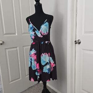 Floral Black and Blue Women's Dress